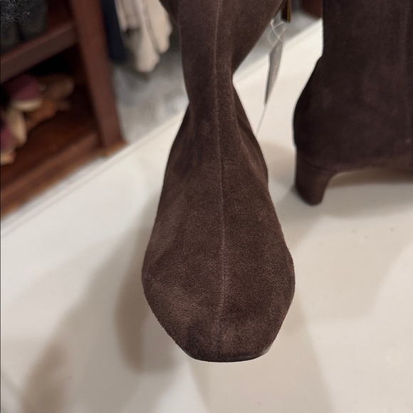 Splendid Dark Brown Suede Heeled Boots - Picture 3 of 6